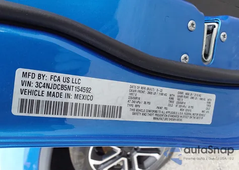 2022 Jeep Compass Limited 4X4 from USA, damaged, VIN 3C4NJDCB5NT154592